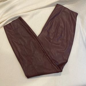 Maroon faux leather pants